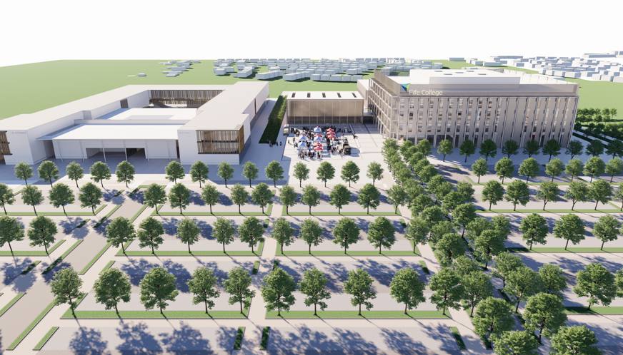 artist impression of new dunfermline campus from outside