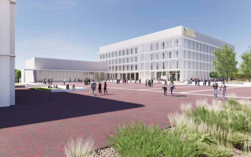 artist impression of new dunfermline campus from outside