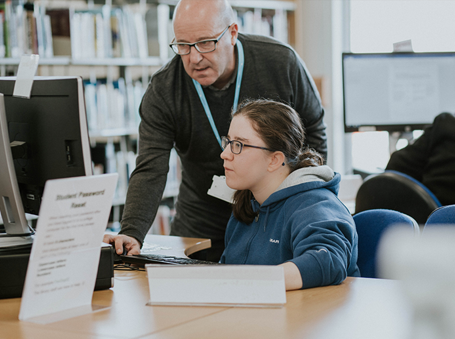 lecturer with student