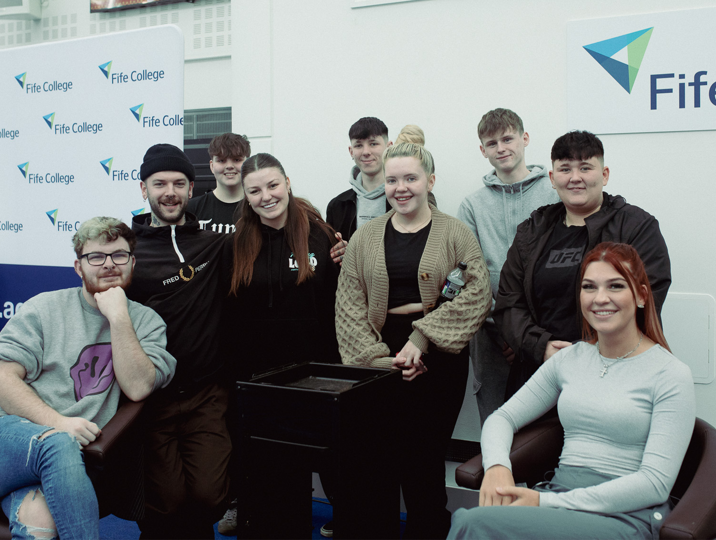 group of Kirkcaldy students smiling at camera